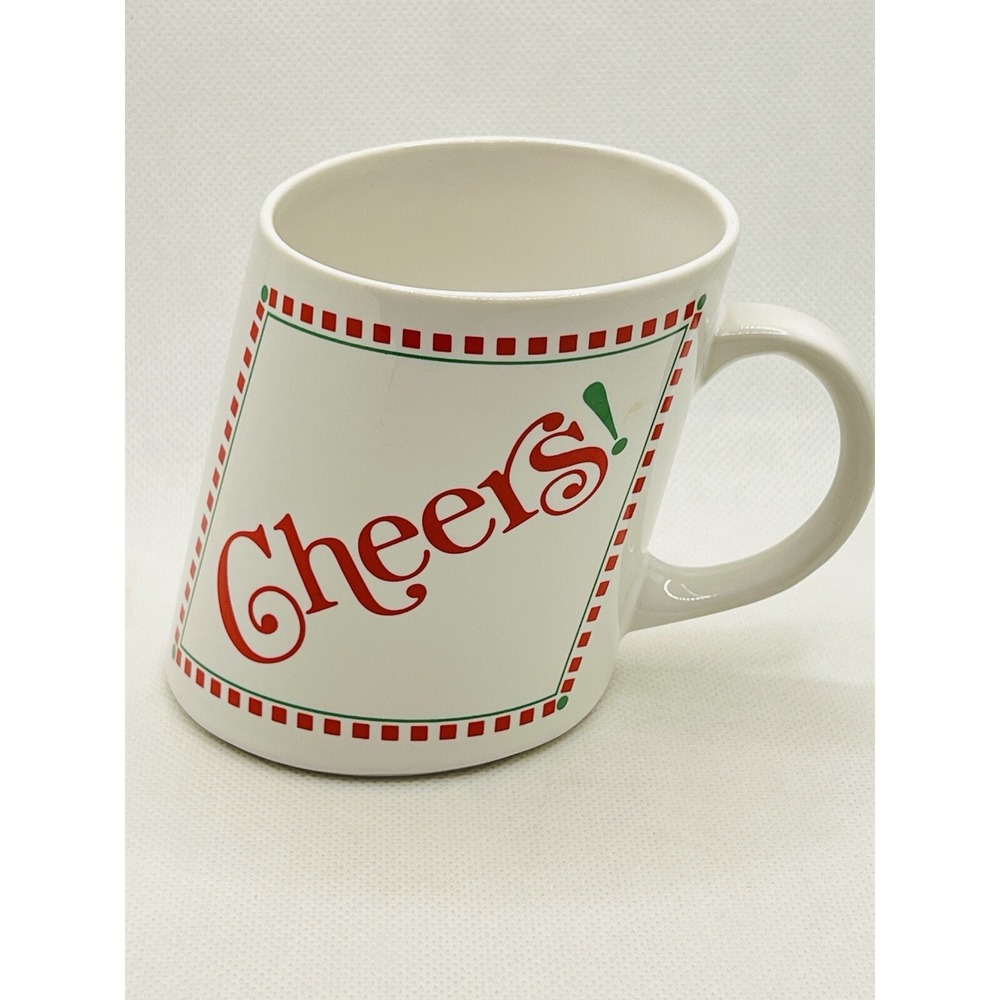 Vintage Cheers!  Slant Coffee Mug‎ By Papel 1980s Made In Korea Tilted Mug